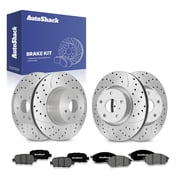 AutoShack Front & Rear Brake Rotors & Premium Pads for INFINITI & Nissan, G37 2011-2013 G35 2005-2007 370Z 2010-2020, RWD AWD V6 3.5L 3.7L - Silver Zinc Coated Drilled & Slotted - SilverShield Pro