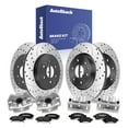 thumbnail image 1 of AutoShack Front & Rear Brake Rotors, Ceramic Pads & Calipers for Chevrolet & GMC, Traverse 2009-2017 Acadia 2007-2016, AWD FWD V6 3.6L - E-Coated Drilled & Slotted - ShadowGuard, 1 of 5