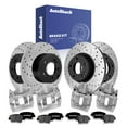 thumbnail image 1 of AutoShack Front Vented & Rear Solid Drilled & Slotted E-Coated Brake Rotors + Premium Ceramic Pads + Calipers 16-PC Brake Kit Replacement for 2011-2015 Hyundai Sonata 2011-2015 Kia Optima ShadowGuard, 1 of 5