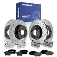 thumbnail image 1 of AutoShack Front Vented & Rear Solid Drilled & Slotted E-Coated Brake Rotors + Premium Ceramic Pads + Calipers 16-PC Brake Kit Replacement for 2013-2017 Honda Accord ShadowGuard, 1 of 5