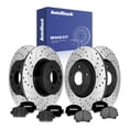 thumbnail image 1 of AutoShack Front & Rear Brake Rotors & Ceramic Pads for Nissan, Rogue 2014-2020 Rogue Sport 2017-2020 Qashqai 2017-2019, AWD FWD L4 2.0L 2.5L - E-Coated Drilled & Slotted - ShadowGuard, 1 of 5