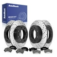 thumbnail image 1 of AutoShack Front & Rear Brake Rotors & Premium Pads for Chevrolet & GMC, Express 3500 2003-2017 Savana 3500 2003-2017, RWD L4 2.8L V8 4.8L 6.0L 6.6L - E-Coated Drilled & Slotted - ShadowGuard, 1 of 5