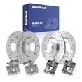 thumbnail image 1 of AutoShack Front & Rear Brake Rotors & Calipers for Volkswagen, Beetle 2000-2010 Golf 2000, 2002-2006, FWD L4 1.9L 2.0L L5 2.5L - Coated Drilled & Slotted - Silver Matte Finish - TurboGuard, 1 of 5