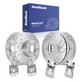 thumbnail image 1 of AutoShack Front Vented & Rear Solid Drilled & Slotted Silver Zinc Coated Brake Rotors + Calipers 8-PC Brake Kit Replacement for 2002-2004 Volkswagen Jetta SilverShield Pro, 1 of 5
