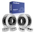 thumbnail image 1 of AutoShack Front Vented & Rear Vented Drilled & Slotted E-Coated Brake Rotors + Calipers 8-PC Brake Kit Replacement for 2003-2009 Hummer H2 2000-2007 Chevrolet Suburban 2500 ShadowGuard, 1 of 5