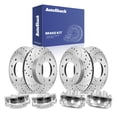 thumbnail image 1 of AutoShack Front Vented & Rear Vented Drilled & Slotted Coated Brake Rotors Silver Matte Finish + Calipers 8-PC Brake Kit Replacement for 2003-2017 Chevrolet Express 3500 TurboGuard, 1 of 5