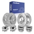 thumbnail image 1 of AutoShack Front & Rear Brake Rotors & Calipers for Subaru, Impreza 2008-2011, AWD H4 2.5L - Coated Drilled & Slotted - Silver Matte Finish - TurboGuard, 1 of 5