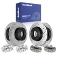 thumbnail image 1 of AutoShack Front Vented & Rear Solid Drilled & Slotted E-Coated Brake Rotors + Calipers 8-PC Brake Kit Replacement for 2008-2017 Mitsubishi Lancer ShadowGuard, 1 of 5