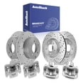 thumbnail image 1 of AutoShack Front & Rear Brake Rotors & Calipers for Kia, Soul 2010-2011, FWD L4 1.6L 2.0L - Coated Drilled & Slotted - Silver Matte Finish - TurboGuard, 1 of 5