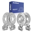 thumbnail image 1 of AutoShack Front & Rear Brake Rotors & Calipers for Mazda, 3 2010-2012 3 Sport 2010-2013, FWD L4 2.0L - Coated Drilled & Slotted - Silver Matte Finish - TurboGuard, 1 of 5
