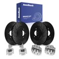 thumbnail image 1 of AutoShack Front Vented & Rear Vented Drilled & Slotted E-Coated Brake Rotors Black Finish + Calipers 8-PC Brake Kit Replacement for 2005-2010 Ford Mustang 2012-2014 Ford Mustang NightGuard, 1 of 5