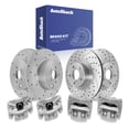 thumbnail image 1 of AutoShack Front & Rear Brake Rotors & Calipers for Subaru, Impreza 2012-2014, AWD H4 2.5L - Coated Drilled & Slotted - Silver Matte Finish - TurboGuard, 1 of 5