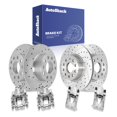 thumbnail image 1 of AutoShack Front Vented & Rear Solid Drilled & Slotted Coated Brake Rotors Silver Matte Finish + Calipers 8-PC Brake Kit Replacement for 2011 Volkswagen Jetta TurboGuard, 1 of 5