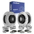 thumbnail image 1 of AutoShack Front Vented & Rear Solid Drilled & Slotted E-Coated Brake Rotors + Ceramic Pads + Calipers 16-PC Brake Kit Replacement for 2008-2010 Dodge Caliber ShadowGuard, 1 of 5