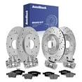 thumbnail image 1 of AutoShack Front & Rear Brake Rotors, Ceramic Pads & Calipers for Mazda, 3 2010-2012 3 Sport 2010, 2012-2013, FWD L4 2.0L - Coated Drilled & Slotted - Silver Matte Finish - TurboGuard, 1 of 4