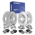 thumbnail image 1 of AutoShack Front Vented & Rear Solid Drilled & Slotted Coated Brake Rotors Silver Matte Finish + Ceramic Pads + Calipers 16-PC Brake Kit Replacement for 2014 Volkswagen Jetta TurboGuard, 1 of 4