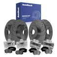 thumbnail image 1 of AutoShack Front Vented & Rear Solid Drilled & Slotted Coated Brake Rotors Black Matte Finish + Ceramic Pads + Calipers 16-PC Brake Kit Replacement for 2013-2014 Subaru Outback BlackShield, 1 of 5