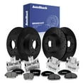 thumbnail image 1 of AutoShack Front Vented & Rear Solid Drilled & Slotted E-Coated Brake Rotors Black Finish + Ceramic Pads + Calipers 16-PC Brake Kit Replacement for 2013 Chrysler 200 NightGuard, 1 of 5