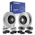 thumbnail image 1 of AutoShack Front Vented & Rear Solid Drilled & Slotted E-Coated Brake Rotors + Ceramic Pads + Calipers 16-PC Brake Kit Replacement for 2014-2015 Acura ILX ShadowGuard, 1 of 4