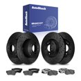 thumbnail image 1 of AutoShack Front & Rear Brake Rotors & Ceramic Pads for Kia & Hyundai, Sportage 2005-2010 Tucson 2005-2009, 4WD AWD L4 2.0L V6 2.7L - E-Coated Drilled & Slotted - Black Finish - NightGuard, 1 of 5