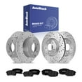 thumbnail image 1 of AutoShack Front Vented & Rear Solid Drilled & Slotted Coated Brake Rotors Silver Matte Finish + Ceramic Pads 12-PC Brake Kit Replacement for 2010-2013 Kia Forte 2010-2013 Kia Forte Koup TurboGuard, 1 of 5