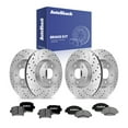 thumbnail image 1 of AutoShack Front Vented & Rear Vented Drilled & Slotted Coated Brake Rotors Silver Matte Finish + Ceramic Pads 12-PC Brake Kit Replacement for 2014-2019 Cadillac XTS TurboGuard, 1 of 5