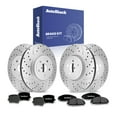 thumbnail image 1 of AutoShack Front Vented & Rear Vented Drilled & Slotted Silver Zinc Coated Brake Rotors + Ceramic Pads 12-PC Brake Kit Replacement for 2014 Dodge Charger SilverShield Pro, 1 of 5