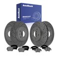 thumbnail image 1 of AutoShack Front & Rear Drilled & Slotted Brake Rotors Ceramic Brake Pads | Replacement For Audi A5 Quattro 2011-2016 A4 Quattro 2013-2016 allroad | Black Matte Finish | 12-PC Brake Kit | BlackShield, 1 of 4