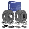 thumbnail image 1 of AutoShack Front & Rear Brake Rotors, Premium Pads & Calipers for Mazda, 3 2007, FWD L4 2.0L - Coated Drilled & Slotted - Black Matte Finish - BlackShield, 1 of 5