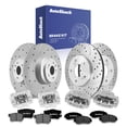 thumbnail image 1 of AutoShack Front Vented & Rear Solid Drilled & Slotted Silver Zinc Coated Brake Rotors + Premium Ceramic Pads + Calipers 16-PC Brake Kit Replacement for 2012 Honda Crosstour SilverShield Pro, 1 of 4