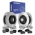 thumbnail image 1 of AutoShack Front Vented & Rear Solid Drilled & Slotted E-Coated Brake Rotors + Premium Ceramic Pads + Calipers 16-PC Brake Kit Replacement for 2014 Dodge Avenger ShadowGuard, 1 of 4