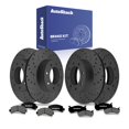thumbnail image 1 of AutoShack Front & Rear Brake Rotors & Premium Pads for Chevrolet & GMC, Express 2500 2005 Savana 2500 2004-2005, AWD RWD V8 4.8L 6.0L - Coated Drilled & Slotted - Black Matte Finish - BlackShield, 1 of 5
