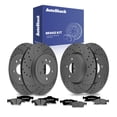 thumbnail image 1 of AutoShack Front & Rear Brake Rotors & Premium Pads for Jeep, Grand Cherokee 2011-2017, 2021, AWD RWD V6 3.0L 3.6L V8 5.7L - Coated Drilled & Slotted - Black Matte Finish - BlackShield, 1 of 5