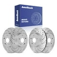 thumbnail image 1 of AutoShack Front Vented & Rear Solid Drilled & Slotted Coated Brake Rotors Silver Matte Finish 4-PC Set Replacement for 2005-2017 Honda Accord 2015 Honda Civic TurboGuard, 1 of 5