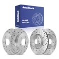 thumbnail image 1 of AutoShack Front & Rear Brake Rotors for Hyundai & Kia, Sonata 2011-2019 Optima 2011-2020 Tucson 2016-2018, FWD AWD L4 1.6L 2.0L 2.4L - Coated Drilled & Slotted - Silver Matte Finish - TurboGuard, 1 of 5