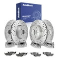 thumbnail image 1 of AutoShack Front Vented & Rear Vented Drilled & Slotted Silver Zinc Coated Brake Rotors + Ceramic Pads + Calipers 16-PC Brake Kit Replacement for 2002-2004 Dodge Ram 1500 SilverShield Pro, 1 of 5