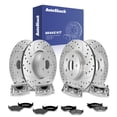 thumbnail image 1 of AutoShack Front Vented & Rear Vented Drilled & Slotted Silver Zinc Coated Brake Rotors + Premium Ceramic Pads + Calipers 16-PC Brake Kit Replacement for 2005-2006 Dodge Durango SilverShield Pro, 1 of 5