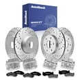 thumbnail image 1 of AutoShack Front Vented & Rear Vented Drilled & Slotted Silver Zinc Coated Brake Rotors + Premium Ceramic Pads + Calipers 16-PC Brake Kit Replacement for 2000-2006 GMC Yukon SilverShield Pro, 1 of 5