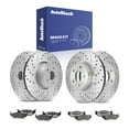 thumbnail image 1 of AutoShack Front Vented & Rear Vented Drilled & Slotted Silver Zinc Coated Brake Rotors + Ceramic Pads 12-PC Brake Kit Replacement for 2002-2004 Dodge Ram 1500 2004 Dodge Durango SilverShield Pro, 1 of 5