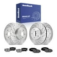 thumbnail image 1 of AutoShack Front Vented & Rear Solid Drilled & Slotted Silver Zinc Coated Brake Rotors + Ceramic Pads 12-PC Brake Kit Replacement for 2006-2008 Toyota RAV4 2010-2012 Lexus HS250h SilverShield Pro, 1 of 5