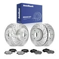 thumbnail image 1 of AutoShack Front Vented & Rear Solid Drilled & Slotted Silver Zinc Coated Brake Rotors + Ceramic Pads 12-PC Brake Kit Replacement for 2007-2017 Jeep Wrangler 2018 Jeep Wrangler JK SilverShield Pro, 1 of 5