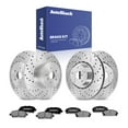 thumbnail image 1 of AutoShack Front Vented & Rear Solid Drilled & Slotted Silver Zinc Coated Brake Rotors + Ceramic Pads 12-PC Brake Kit Replacement for 2008-2013 Toyota Highlander SilverShield Pro, 1 of 5