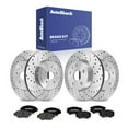 thumbnail image 1 of AutoShack Front Vented & Rear Vented Drilled & Slotted Silver Zinc Coated Brake Rotors + Ceramic Pads 12-PC Brake Kit Replacement for 2010-2015 Chevrolet Camaro SilverShield Pro, 1 of 5