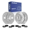 thumbnail image 1 of AutoShack Front Vented & Rear Solid Drilled & Slotted Silver Zinc Coated Brake Rotors + Ceramic Pads 12-PC Brake Kit Replacement for 2011-2014 Ford Edge 2011-2015 Lincoln MKX SilverShield Pro, 1 of 5