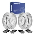 thumbnail image 1 of AutoShack Front Vented & Rear Vented Drilled & Slotted Silver Zinc Coated Brake Rotors + Ceramic Pads 12-PC Brake Kit Replacement for 2011-2017 Jeep Grand Cherokee SilverShield Pro, 1 of 5