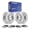 thumbnail image 1 of AutoShack Front & Rear Brake Rotors & Ceramic Pads for Chevrolet, Silverado 2500 HD 2001-2010, 4WD RWD V8 6.0L 6.6L 8.1L - Silver Zinc Coated Drilled & Slotted - SilverShield Pro, 1 of 5