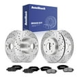 thumbnail image 1 of AutoShack Front & Rear Brake Rotors & Ceramic Pads for Nissan, Sentra 2017-2019 Juke 2011-2017, AWD FWD L4 1.6L - Silver Zinc Coated Drilled & Slotted - SilverShield Pro, 1 of 4