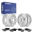 thumbnail image 1 of AutoShack Front Vented & Rear Solid Drilled & Slotted Silver Zinc Coated Brake Rotors + Premium Ceramic Pads 12-PC Brake Kit Replacement for 2005-2012 Mazda 3 2009-2010 Mazda 3 Sport SilverShield Pro, 1 of 5