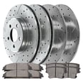 thumbnail image 1 of AutoShack Brake Kit Replacement for 2007 Dodge Magnum 2012 2013 Charger 2012-2014 2016 2017 Challenger RWD Front Rear Drilled & Slotted Zinc Coated Disc Brake Rotors Ceramic Brakes Pads BRKPK170, 1 of 6