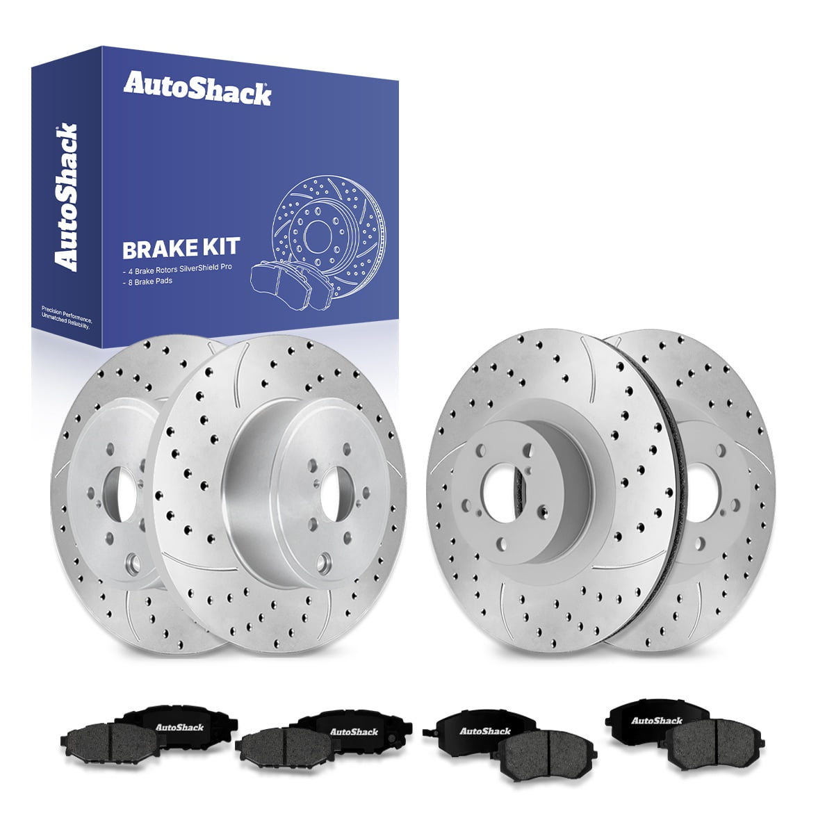 Auto Shack Drilled & Slotted Brake Rotors + Ceramic Pads – Front/Rear For Subaru Outback